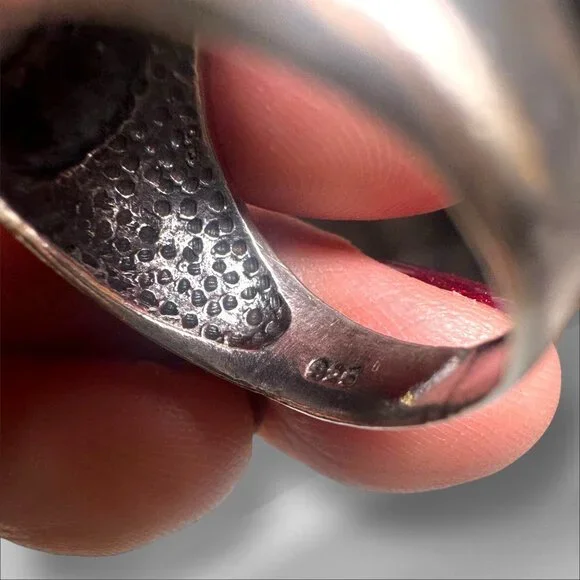 Antique Bavaria Franklin Rose China & Upcycled Turquoise Vintage 925 Silver Ring - Picture 4 of 11